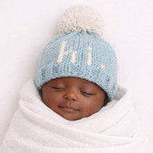 Load image into Gallery viewer, Huggalugs - Hi. Surf Blue Hand Knit Beanie Hat - S (0-6 months)