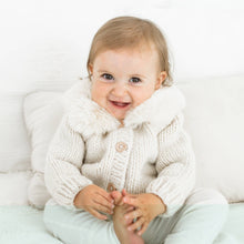 Load image into Gallery viewer, Huggalugs - Fur Collar Natural Cardigan Sweater Baby & Toddler: 12-18 months