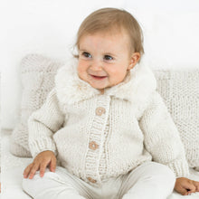 Load image into Gallery viewer, Huggalugs - Fur Collar Natural Cardigan Sweater Baby & Toddler: 12-18 months