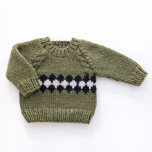 Load image into Gallery viewer, Huggalugs - Geo Sweater Mossy Green for Baby & Toddler - 6-12 months