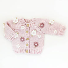 Load image into Gallery viewer, Huggalugs - Flower Cardigan Sweater Baby & Toddler due July: 0-6 months