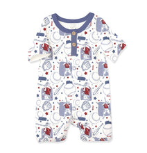 Load image into Gallery viewer, Tesa Babe - Batter Up Bamboo Short Romper: 12-18M