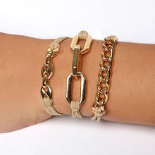 Load image into Gallery viewer, Maya J - 2-in-1 Bracelet Hair Tie Set - Classic - 3 Pc Set - 10 Pack - Yellow w/ Beige Band - Option 1