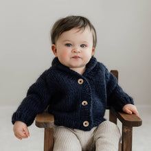 Load image into Gallery viewer, Huggalugs - Shawl Collar Indigo Cardigan Sweater for Baby & Toddler: 12-18 months