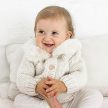 Load image into Gallery viewer, Huggalugs - Fur Collar Natural Cardigan Sweater Baby & Toddler: 6-12 months