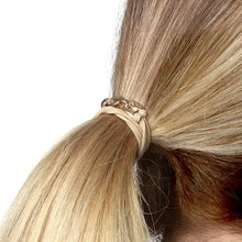 Load image into Gallery viewer, Maya J - 2-in-1 Bracelet Hair Tie Set - Classic - 3 Pc Set - 10 Pack - Yellow w/ Beige Band - Option 1