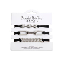 Load image into Gallery viewer, Maya J - 2-in-1 Bracelet Hair Tie Set - Classic - 3 Pc Set - 10 Pack - Yellow w/ Beige Band - Option 1