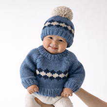Load image into Gallery viewer, Huggalugs - Geo Sweater Slate Blue for Baby & Toddler - 0-6 months
