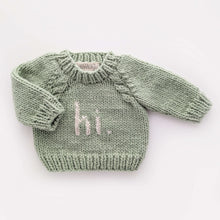Load image into Gallery viewer, Huggalugs - Hi. Sage Green Crew Neck Sweater - 12-18 months