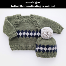 Load image into Gallery viewer, Huggalugs - Geo Sweater Mossy Green for Baby & Toddler - 12-18 months