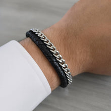 Load image into Gallery viewer, Maya J - Men's Bracelets - Stainless-Steel & Leather -2 Pk (By Style) - Brown Leather & Yellow Gold-Plated / Style - 4
