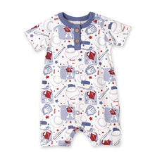 Load image into Gallery viewer, Tesa Babe - Batter Up Bamboo Short Romper: 9-12M