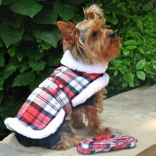 Load image into Gallery viewer, Doggie Design - Sherpa-Lined Dog Harness Coat - Red & White Plaid - Medium