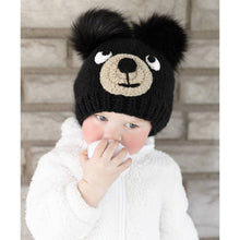 Load image into Gallery viewer, Huggalugs - Black Bear Knit Beanie Hat Baby & Kids - S (0-6 months)