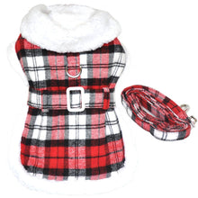 Load image into Gallery viewer, Doggie Design - Sherpa-Lined Dog Harness Coat - Red & White Plaid - Medium