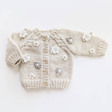 Load image into Gallery viewer, Huggalugs - Flower Cardigan Sweater Natural Baby & Toddler - 2-3T