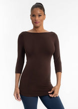 Load image into Gallery viewer, ELIETIAN - Three Quarter Sleeve Top: CHOCOLATE / One Size