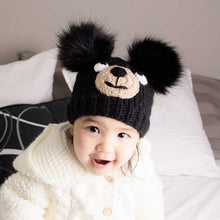 Load image into Gallery viewer, Huggalugs - Black Bear Knit Beanie Hat Baby & Kids - S (0-6 months)