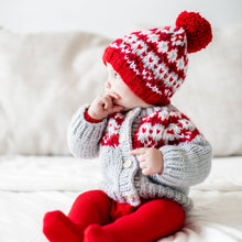 Load image into Gallery viewer, Huggalugs - Fairisle Red Cardigan Sweater for Baby & Toddler: 0-6 months