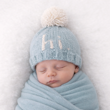 Load image into Gallery viewer, Huggalugs - Hi. Surf Blue Hand Knit Beanie Hat - M (6-24 months)