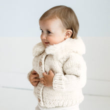 Load image into Gallery viewer, Huggalugs - Fur Collar Natural Cardigan Sweater Baby & Toddler: 12-18 months