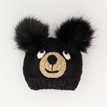 Load image into Gallery viewer, Huggalugs - Black Bear Knit Beanie Hat Baby & Kids - M (6-24 months)