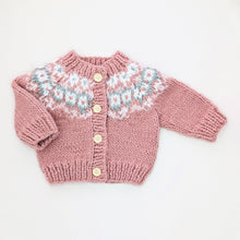 Load image into Gallery viewer, Huggalugs - Fairisle Rosy Cardigan Sweater for Baby & Toddler: 0-6 months