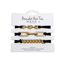 Load image into Gallery viewer, Maya J - 2-in-1 Bracelet Hair Tie Set - Classic - 3 Pc Set - 10 Pack - Yellow w/ Beige Band - Option 1