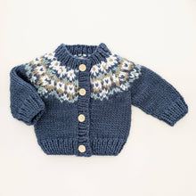 Load image into Gallery viewer, Huggalugs - Fairisle Slate Cardigan Sweater for Baby & Toddler