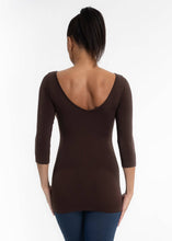 Load image into Gallery viewer, ELIETIAN - Three Quarter Sleeve Top: CHOCOLATE / One Size
