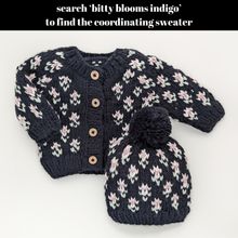 Load image into Gallery viewer, Huggalugs - Bitty Blooms Indigo Beanie Hat for Baby &amp; Kids due July: Medium (6-24 months)
