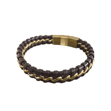 Load image into Gallery viewer, Maya J - Men's Bracelets - Stainless-Steel &amp; Leather -2 Pk (By Style) - Black Leather &amp; White Gold-Plated / Style - 1
