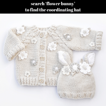 Load image into Gallery viewer, Huggalugs - Flower Cardigan Sweater Natural Baby &amp; Toddler due July: 6-12 months
