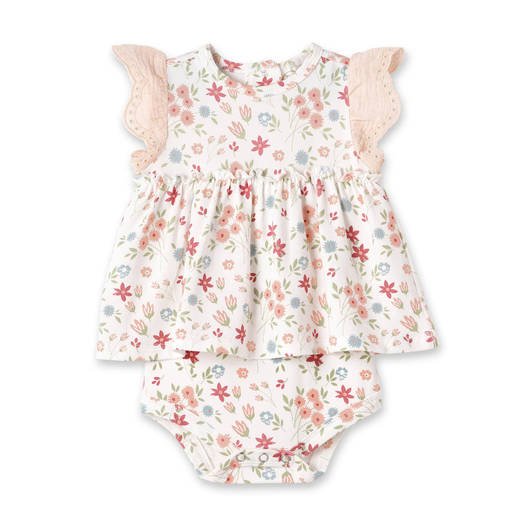 Tesa Babe - Prairie Petals Bamboo Skirted Bodysuit: NB