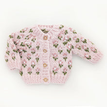 Load image into Gallery viewer, Huggalugs - Bitty Blooms Blush Cardigan Sweater for Baby &amp; Toddler due July: 12-18 months
