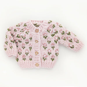 Huggalugs - Bitty Blooms Blush Cardigan Sweater for Baby & Toddler due July: 12-18 months