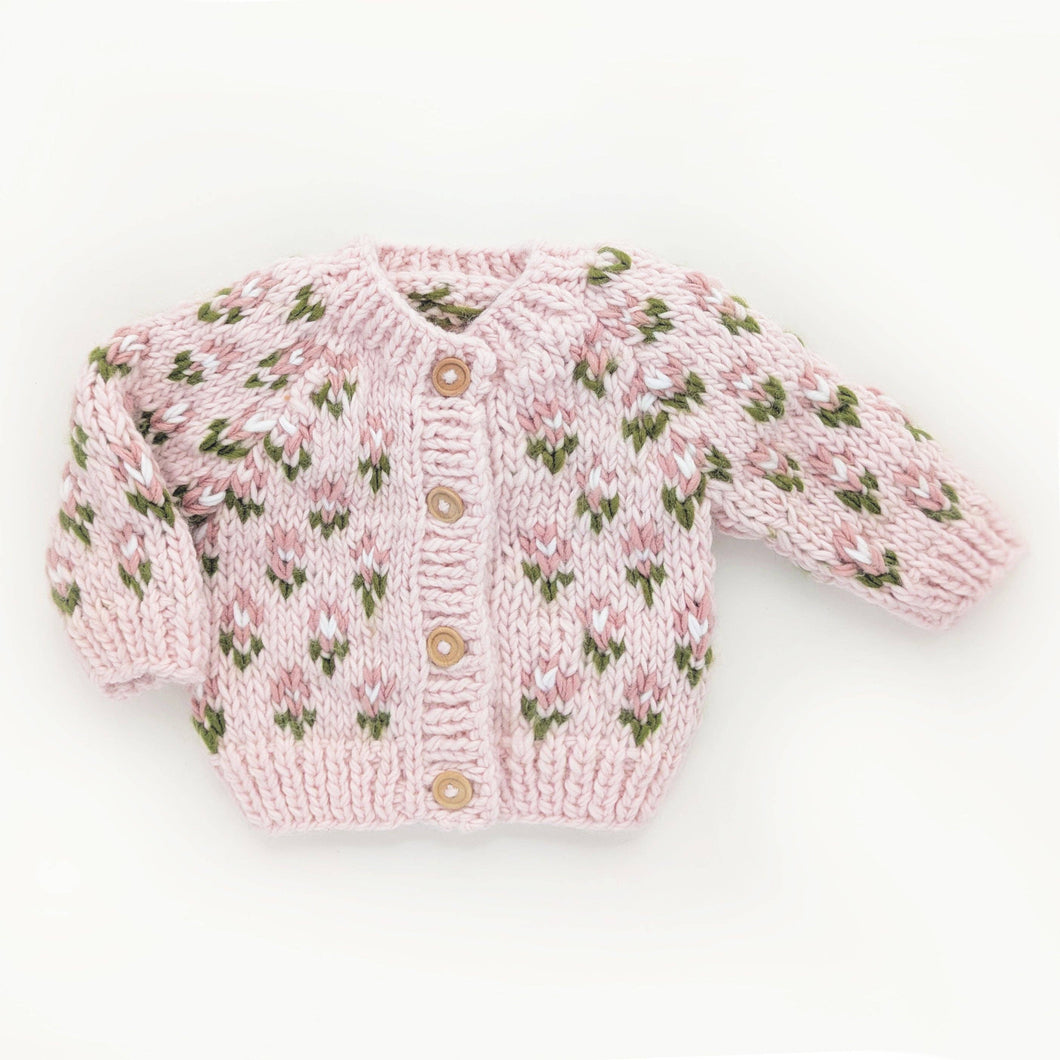 Huggalugs - Bitty Blooms Blush Cardigan Sweater for Baby & Toddler due July: 12-18 months