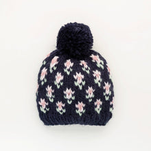 Load image into Gallery viewer, Huggalugs - Bitty Blooms Indigo Beanie Hat for Baby &amp; Kids due July: Medium (6-24 months)
