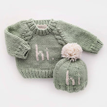 Load image into Gallery viewer, Huggalugs - Hi. Sage Green Crew Neck Sweater - 2-3T
