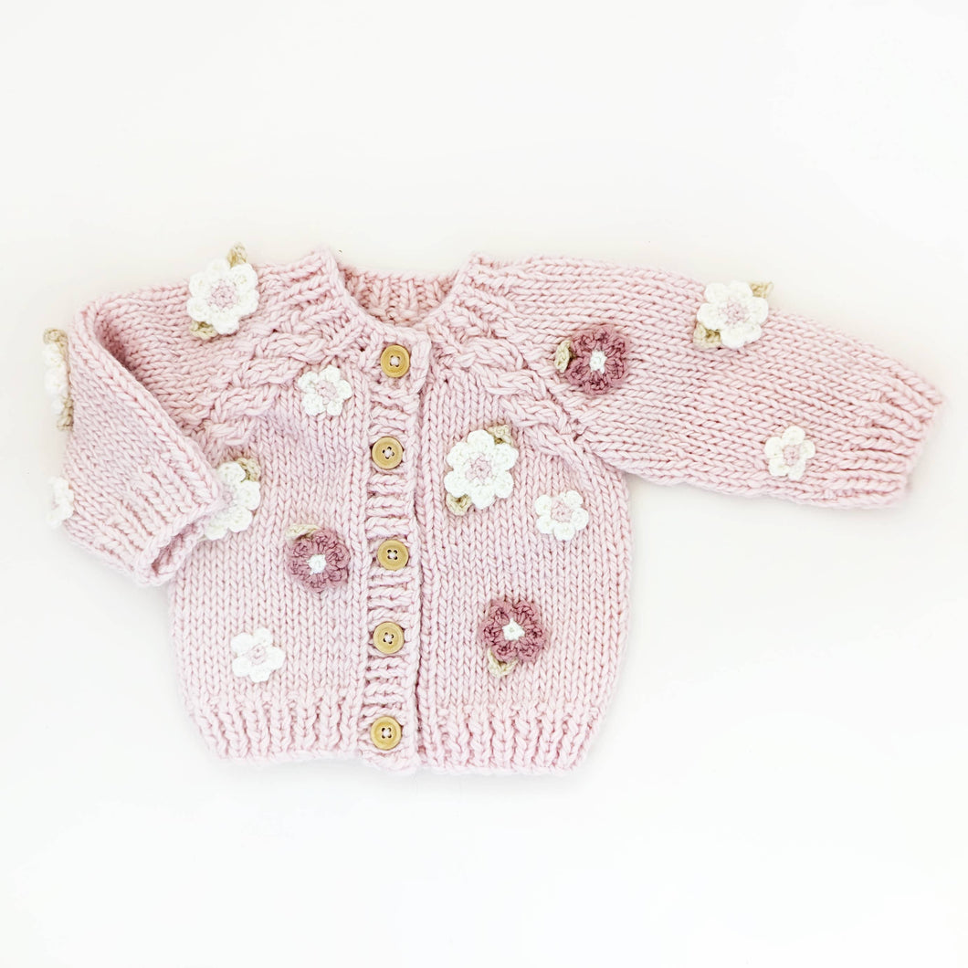 Huggalugs - Flower Cardigan Sweater Baby & Toddler due July: 0-6 months