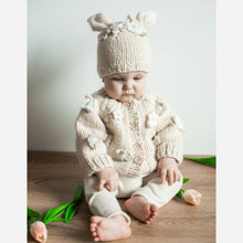 Load image into Gallery viewer, Huggalugs - Flower Cardigan Sweater Natural Baby &amp; Toddler due July: 6-12 months
