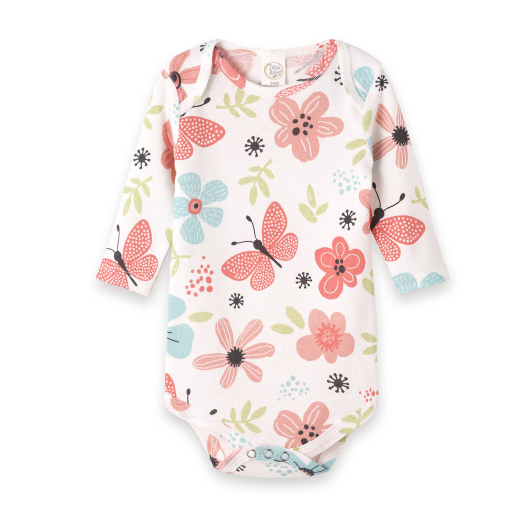 Tesa Babe - Fluttering Blossoms Baby Girl Cotton Bodysuit: 6-12M