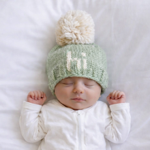 Load image into Gallery viewer, Huggalugs - Hi. Sage Green Hand Knit Beanie Hat - S (0-6 months)
