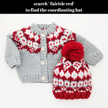 Load image into Gallery viewer, Huggalugs - Fairisle Red Cardigan Sweater for Baby &amp; Toddler: 0-6 months
