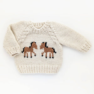 Huggalugs - Pony Sweater Natural for Baby & Toddler due July: 6-12 months