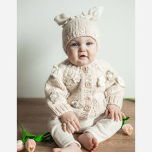 Load image into Gallery viewer, Huggalugs - Flower Cardigan Sweater Natural Baby &amp; Toddler due July: 6-12 months
