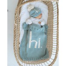 Load image into Gallery viewer, Huggalugs - Hi. Surf Blue Hand Knit Beanie Hat - M (6-24 months)
