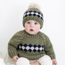 Load image into Gallery viewer, Huggalugs - Geo Sweater Mossy Green for Baby &amp; Toddler - 6-12 months
