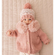 Load image into Gallery viewer, Huggalugs - Fur Collar Rosy Cardigan Sweater for Baby &amp; Toddler - 12-18 months

