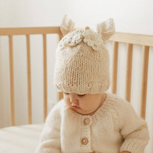 Huggalugs - Flower Bunny Beanie Natural Baby & Kids: Small (0-6 months)
